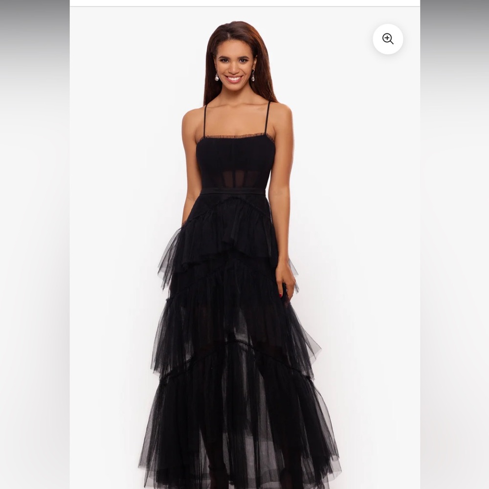Betsy and Adam Jasmine spaghetti strap mesh corset dress